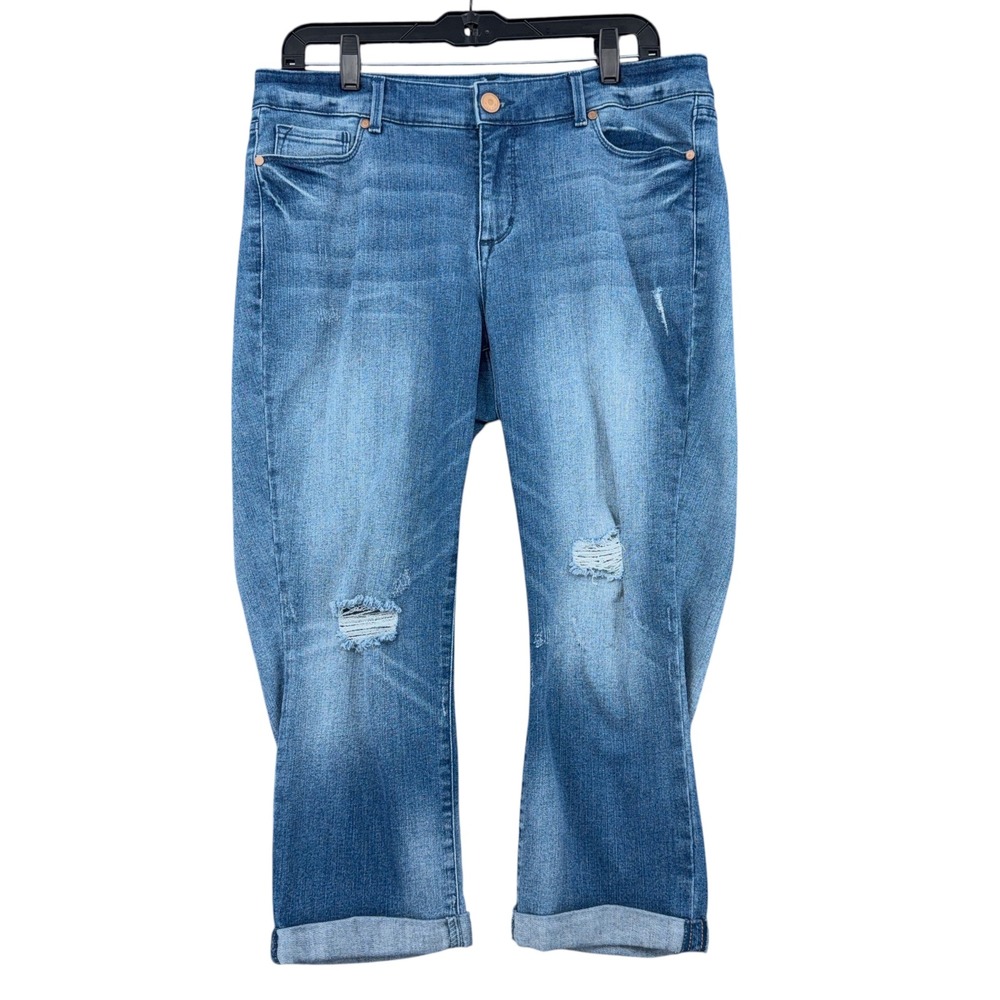 Code‎ Bleu Soho Crop Women 10 Cotton Blend Blue Distressed Jeans